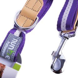 Smycz dla dużego psa z mocnej taśmy 2,5 cm, odblaskowa, długość 120 cm