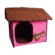 Różowy domek budka buda legowisko dla małego psa kota z filcu