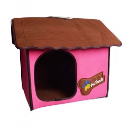 Różowy domek budka buda legowisko dla małego psa kota z filcu
