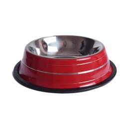Czerwona metalowa miska 200 ml, widok z boku
